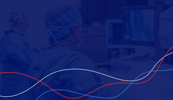 Doctor woring with blue background overlay